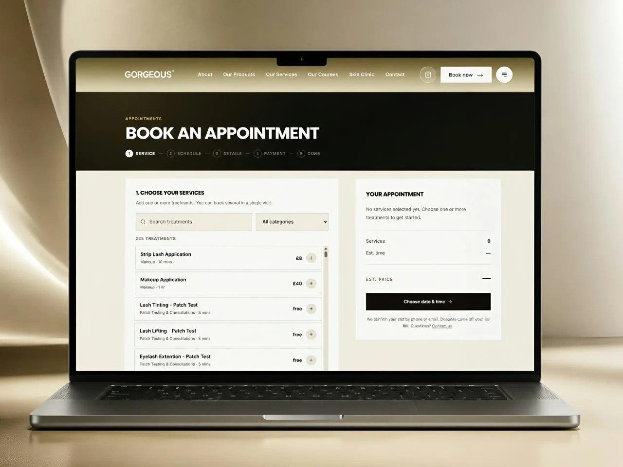 Booking interface from the Gorgeous project archive
