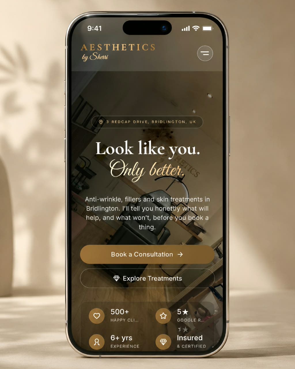 Aesthetics by Sherri mobile website project presentation